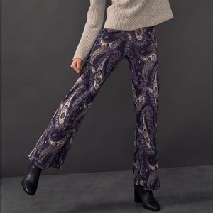 NWT Anthro Maeve Maria Jacquard Flare Trousers